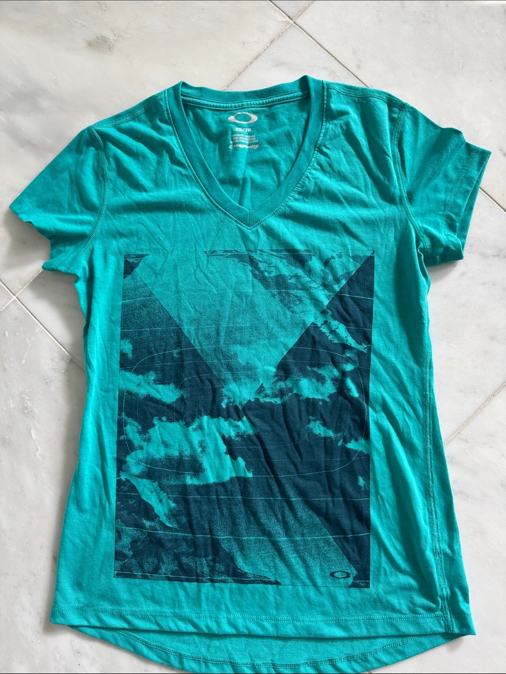 Oakley Teal Short-Sleeve V-Neck Graphic Tee